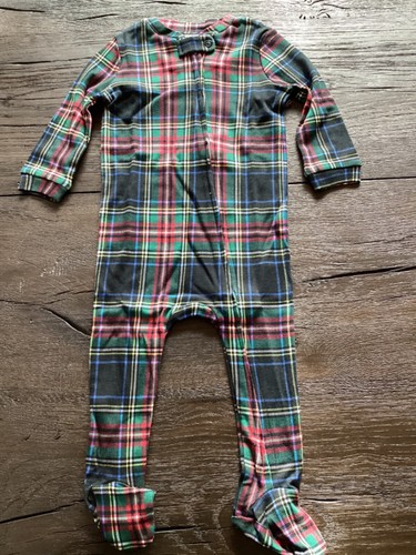 Pottery Barn Stewart Plaid Organic Cotton Pajamas 9-12 months NEW Christmas - Afbeelding 1 van 5