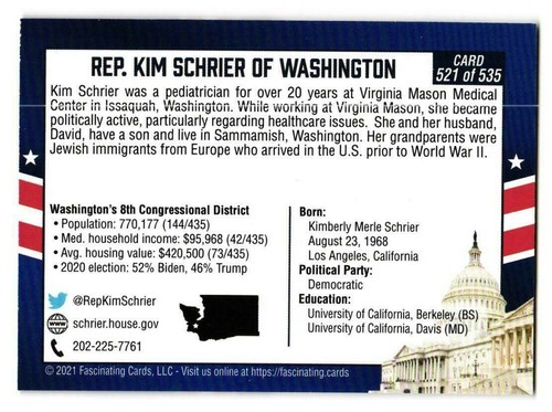 2021 United States Congress Fascinating Cards Pick A Card Washington  - Picture 23 of 25