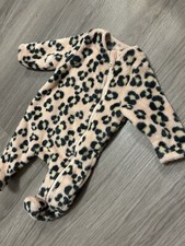 BABY MÄDCHEN LEOPARD FLEECE ALL INONE SCHNEEANZUG BABYANZUG OUTFIT GRÖSSE BIS ZU 1 MONAT