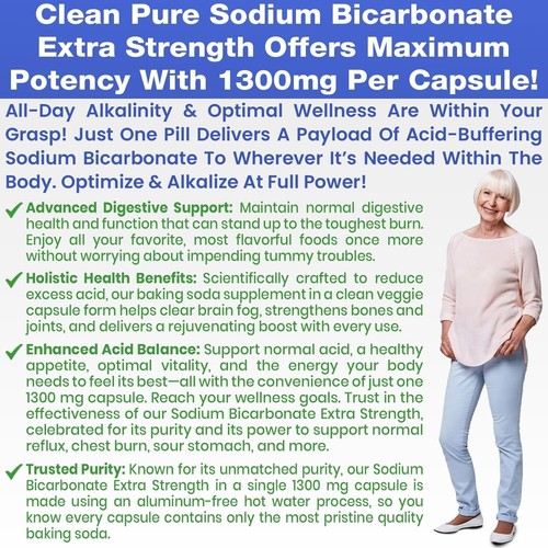 Sodium Bicarbonate Capsules Extra Strength Organic Use No Junk Tablet 1300 Mg - Picture 8 of 8