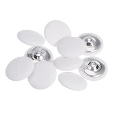 10pcs Fabric Cloth Covered Button 25mm Metal Round Sewing Buttons White