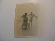 WWII Era Original Photograph US Military Soldiers Beach Scene 4 Men