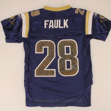 MARSHALL FAULK Vtg y2k St. Louis Rams Jersey REEBOK On Field Youth Small 8