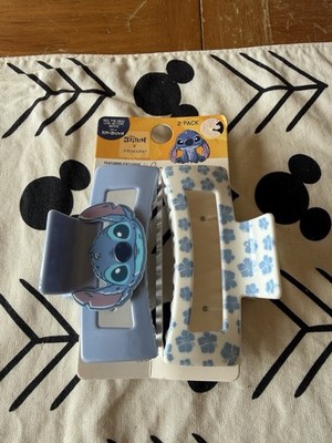Disney x Primark Stitch 2-Pack Blue Flower Plastic Hair Clips Women Teens NEW