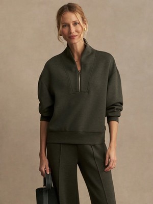  NWT*Varley Davidson Sweat Half Zip Doublesoft Fabric Women's Size S Olive Marl