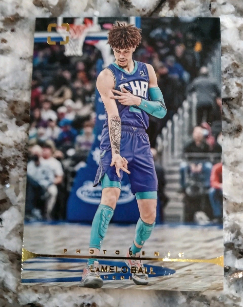 2021-22 Panini Photogenic LaMelo Ball #15 Charlotte Hornets Gold Lettering