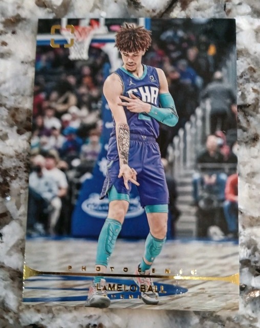 2021-22 Panini Photogenic LaMelo Ball #15 Charlotte Hornets Gold Lettering