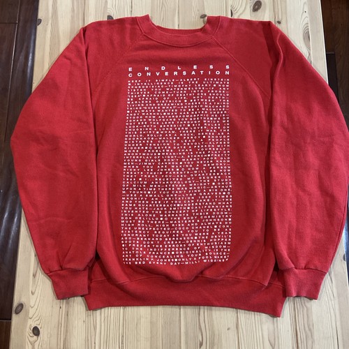 Vtg 90s Famous Quote Crewneck Sweatshirt Socrates Plato Sinatra Red XL