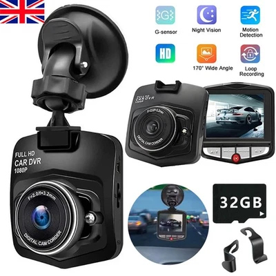 Mini Full HD Dash Cam Car Video Recorder DVR Camera Motion Detection +32 GB Card
