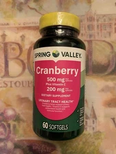 SPRING VALLEY CRANBERRY DIETARY SUPPLEMENT 500mg 60 Softgels. Exp.08/2027+