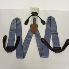 TRAFALGAR SUSPENDERS Blue W/ Silver Diamonds Brown  Black Leather Accents. 018