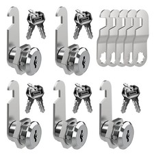 5 Pack File Cabinet Cam Locks - Keyed Alike, 5/8 7/8 Inch Cylinder Locks fo...