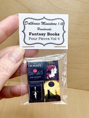 Dollhouse Miniature 1:12 Book Set 4 Pcs Hobbit LOTR Tolkien Modern Covers