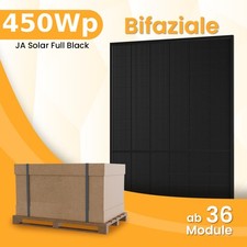 1 Palette/36 Stück - JA Solar 450Wp Full Black Bifazial Glas-Glas PV Solarmodul