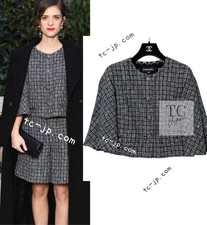  4.6K CHANEL 19PS Black Gray Silver Metallic Cropped Tweed Jacket 38 US6
