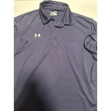 Under Armour Polo Shirt Mens XL Navy Blue Excellent HeatGear Loose Fit Short Slv