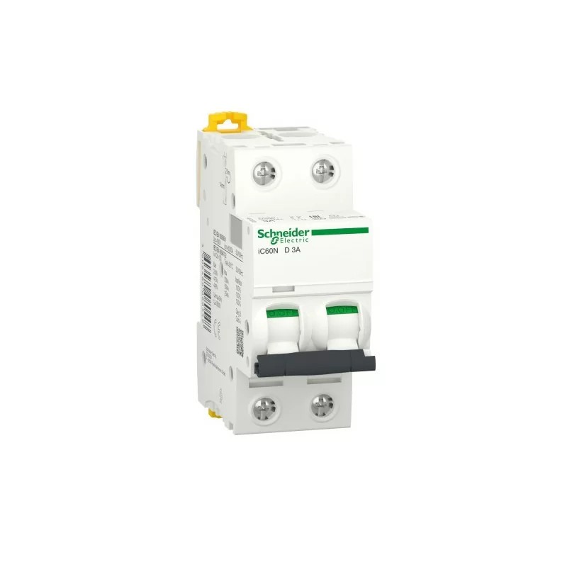 Schneider A9F75203 Interruttore automatico 3A - Acti9 - iC60N - 2P - Curva D