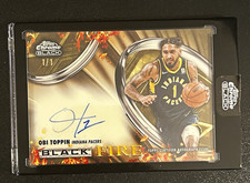 Marketplace image: 2025-26 Topps Chrome Black Obi Toppin Black Fire Auto Superfractor 1/1 BF-OT