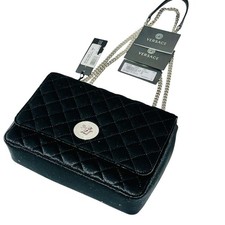 Versace Medusa Medium Black Velvet Quilted Leather 2 Way Crossbody Bag NWT