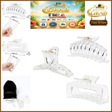 Clear Claw Hair Clips Large Jaw Polycarbonate Strong Hold Thick Fine Thin Hair