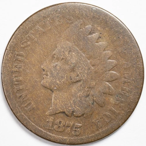 1875 Indian Head Penny Cent About Good (AG)