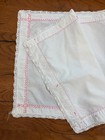 White & Pink Cotton Vintage Embroidered Set w/ Lace Trim, 2pc Placemat & Doily — photo 5