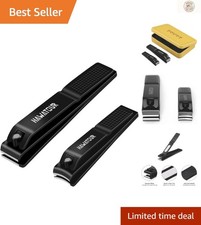 Nail Clippers Set with Ergonomic Handles Precision Blades - Includes Tin Case