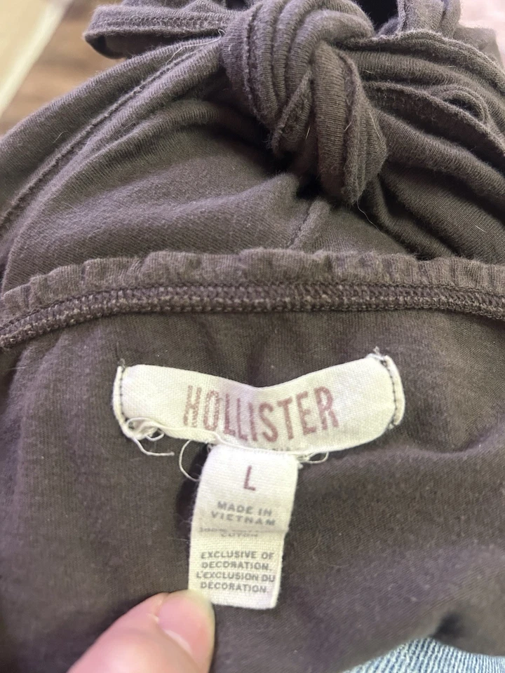 Top Babydoll Hollister Y2K marrón de principios de la década de 2000 detalle de encaje grande Foto 3 de 4