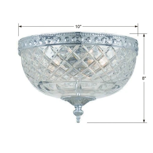 Crystorama Bowl Lead Crystal 10"W Chrome Ceiling Light - Picture 6 of 7
