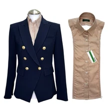 NWT DICKEY Compatible with Veronica Beard Blazer Button Down Shirt 00-14 Brunne