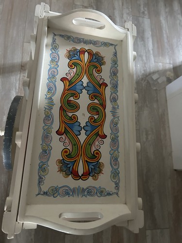 Vintage Handcrafted Costa Rican Oxcart With Intricate Hand Painted Folk Design - Picture 3 of 7