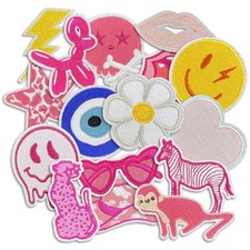Groovy Iron on Patches, Cute Girly Embroidery Applique Patches for Clothes