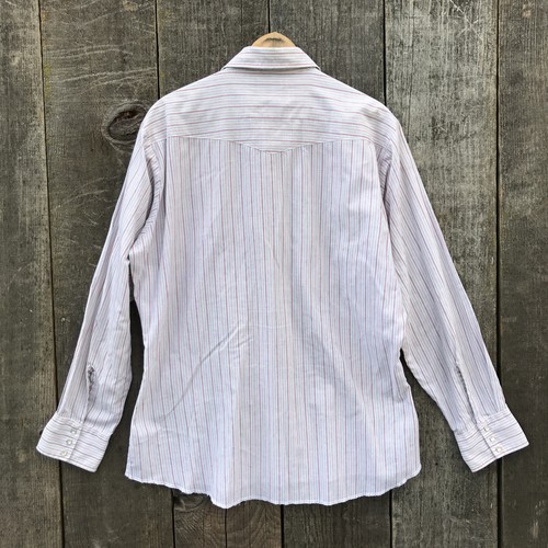 Vintage 1970s Wrangler Pearl Snap Paper Thin Pin Stripe Western Shirt Large - Picture 6 of 6