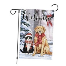 Welcome Winter Garden Flag 12x18 Double Sided, Burlap Small Snow Golden