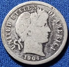 1904-S Barber Dime - 90% Silver Coin - Circulated Example