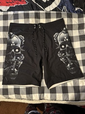 Sullen Men s Boardshorts 34 skull spider Trunks Retro