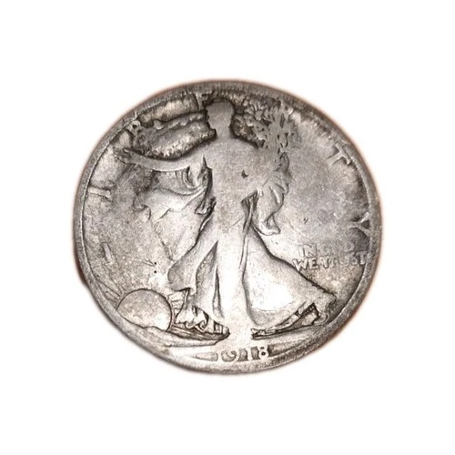 Liberty Walking Half Dollar 1918-S Silver Circulated Business Strike US Coin