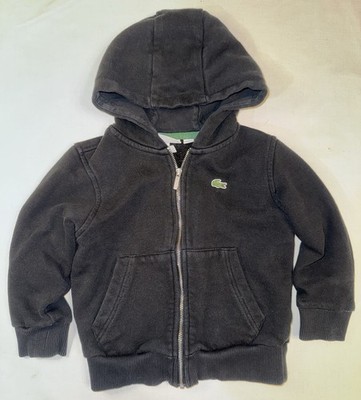 Lacoste Jacket Full Zip-Up Hoodie Black Toddler Kids Size 3 Yrs