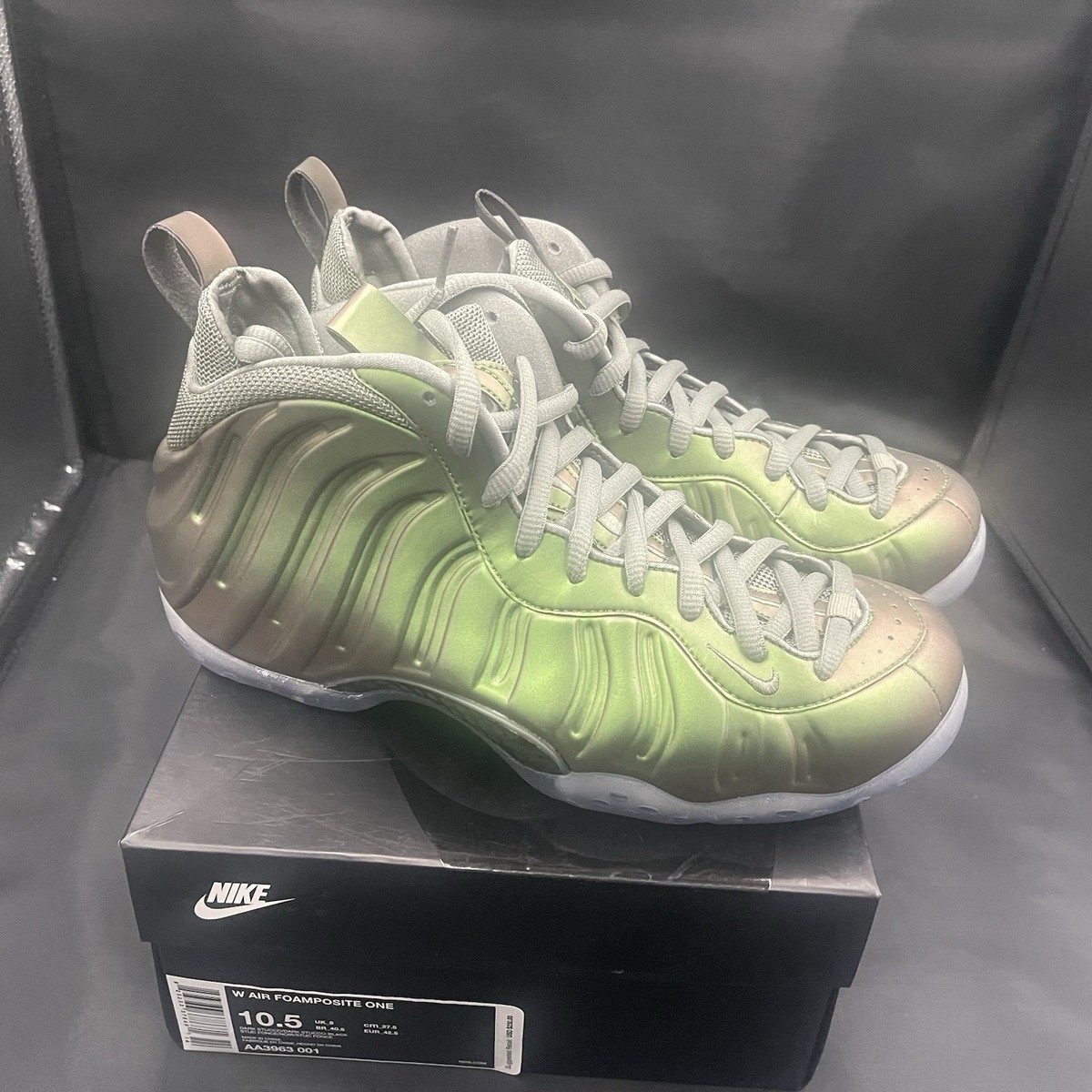 Nike Air Foamposite One Iridescent Dark Stucco-Blk Size 10.5 Women
