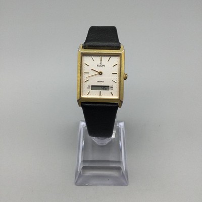 Vintage Elgin Watch 24mm Men Analog Digital BROKEN FOR PARTS