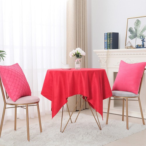 Solid Suede Rectangular Round Tablecloth For Wedding Party Banquet Dining Table - Imagen 19 de 68