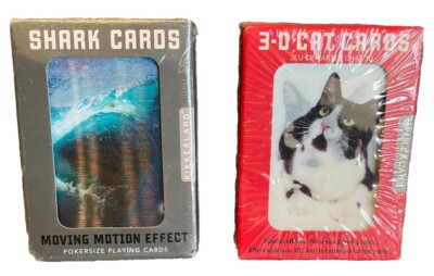NOS KIKKERLAND 3D Shark & Cat Pokersize Playing Cards Lot New!