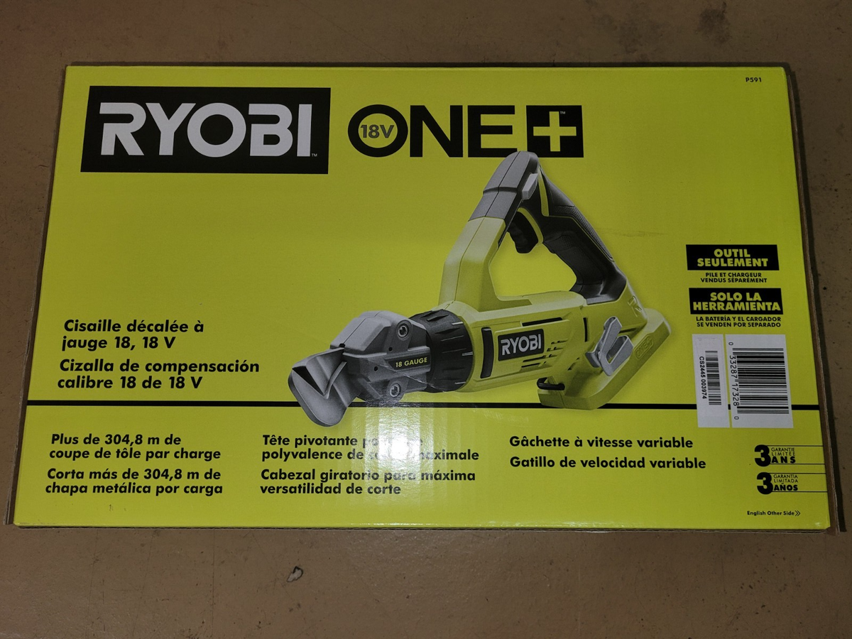 New Ryobi 18V ONE+ 18-Gauge Offset Shear P591 Tool Only Sealed