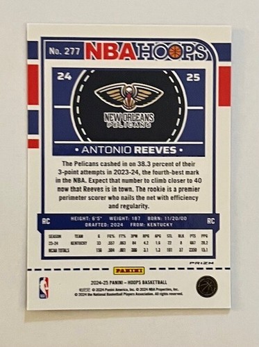Antonio Reeves - 2024-25 NBA Hoops Rookie #277 - Silver Prizm - Picture 3 of 3