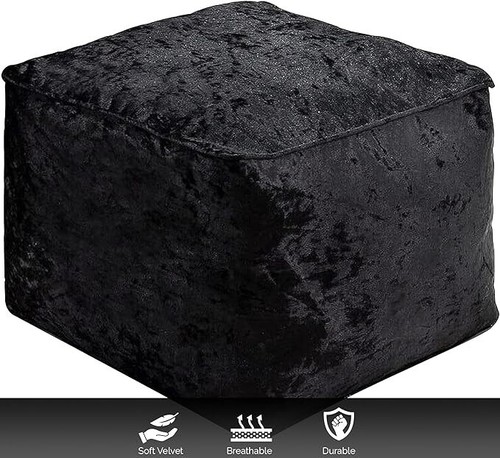 Crushed Velvet Bean Bags Cube Foot Stool Rest Pouffe Ottoman Bean Bag 13 Colours - Picture 11 of 62