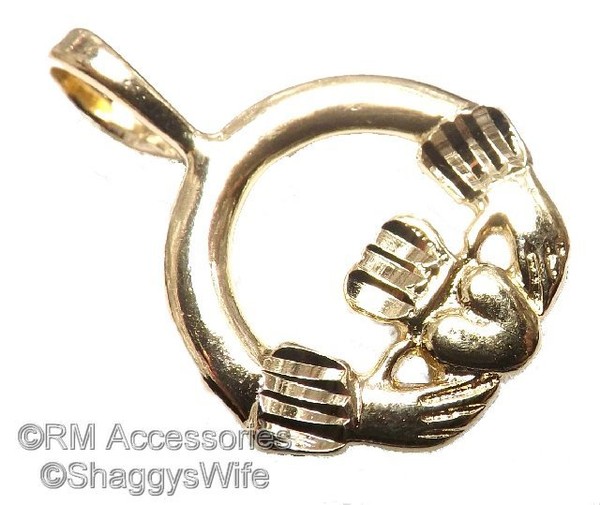 Alternate view of Irish Claddagh Charm Pendant Gold Plated With Lifetime Guarantee