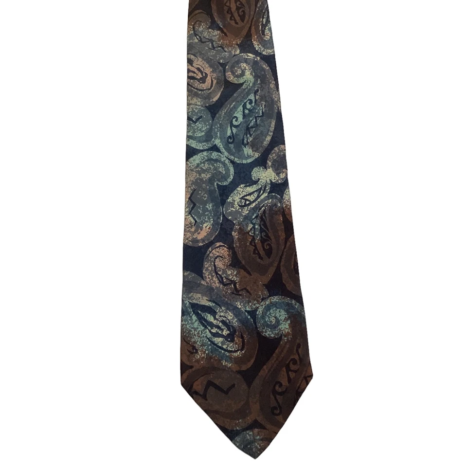 Gravata masculina 100% seda designer ITÁLIA geométrica azul/malva/rosa em excelente estado usado HUGO BOSS - Imagem 2 de 3