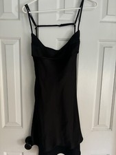 Zara Satin Effect Dress Size M NWT Black Mini Dress