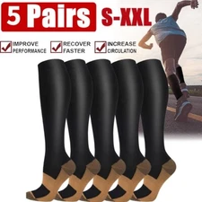 NEW Copper Compression Socks 20-30mmHg Graduated Support Mens Womens S-XXL