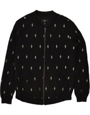 Mossimo Womens Bomber Jacket Uk 10 Small Black Rayon Ba89